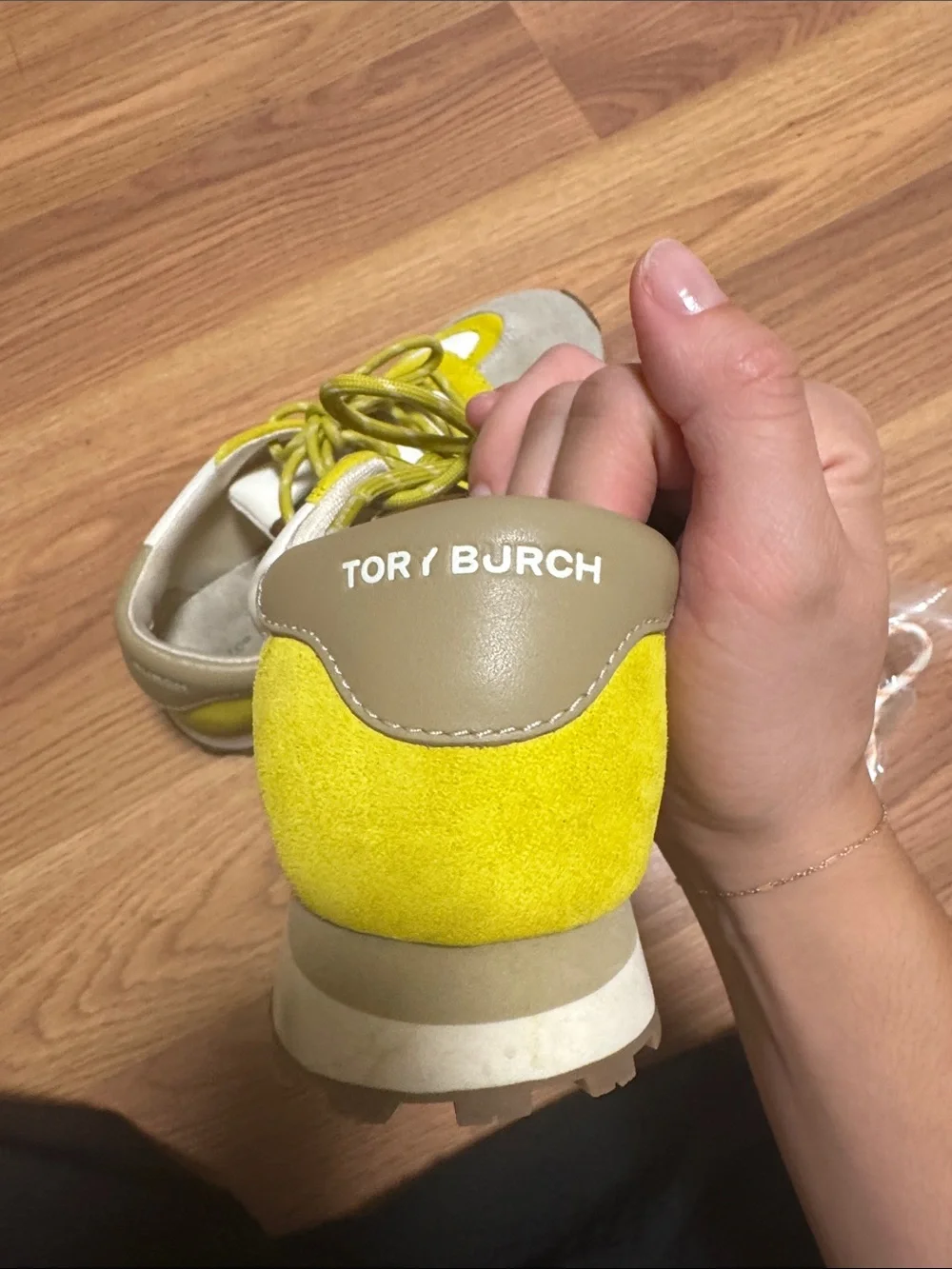 Tory Burch White and Yellow Sneakers